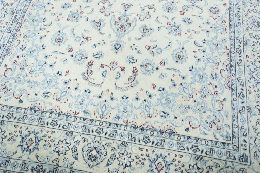 Close-up detail of New Nain rug from Iran / Persia showing Wool weave
