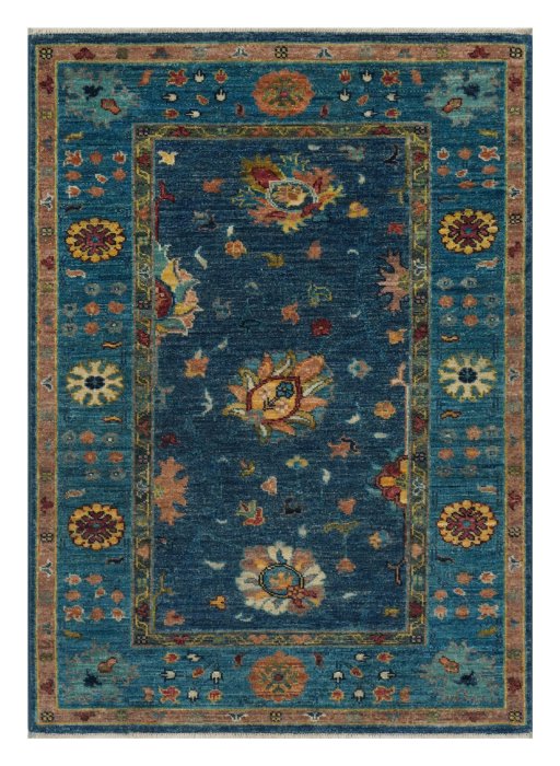 Full view of New Farahan rug from Pakistan, 115 × 83 cm in Blue tones