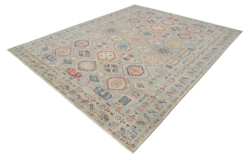 Close-up detail of New Kazak rug from Pakistan showing Wool weave