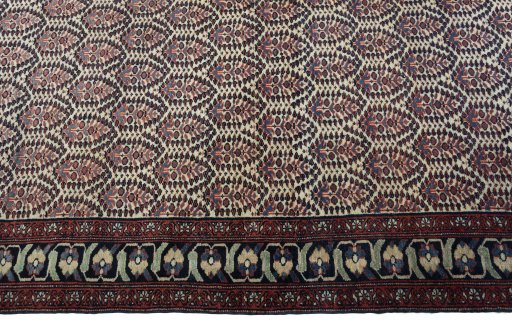 Close-up detail of 1930s Hamedan rug from Iran / Persia showing Wool weave
