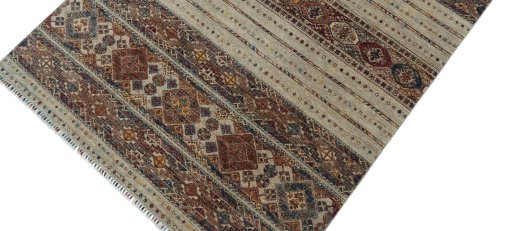 Backside of handmade New Samarkand rug showing knot structure and weave density