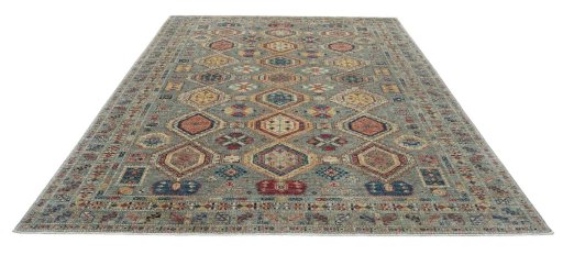 Surface texture of New Kazak rug with natural Wool and intricate pattern