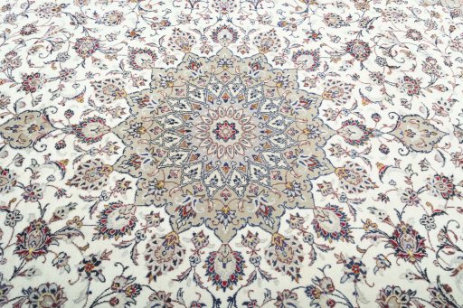Central medallion detail of 2000s Kashan rug from Iran / Persia