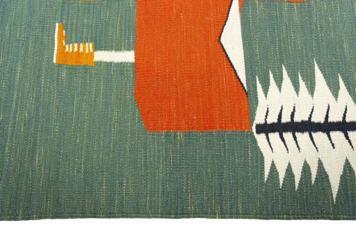 Close-up detail of New Kilim Dastan rug from Turkey showing Wool weave