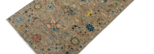 Backside of handmade New Farahan rug showing knot structure and weave density