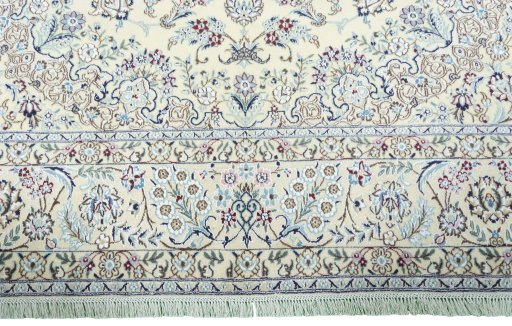 Full view of 2000s Nain rug from Iran / Persia, 354 × 236 cm in Beige tones