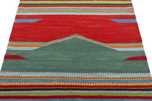 Close-up detail of New Kilim Sofre rug from Turkey showing Wool weave
