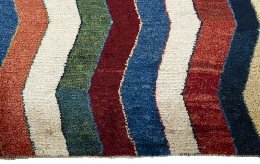 Central medallion detail of 2000s Persian Gabbeh rug from Pakistan