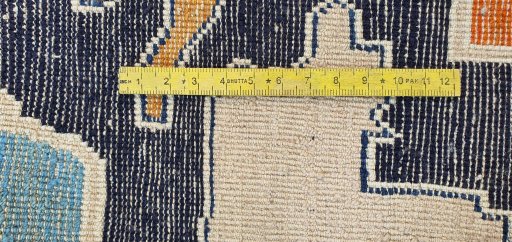 Full view of New Morocco rug from Pakistan, 165 × 224 cm in Blue tones