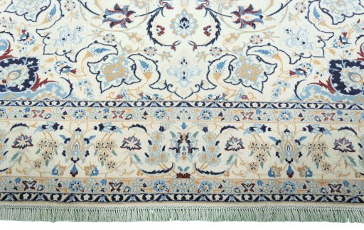 Full view of 2000s Nain rug from Iran / Persia, 345 × 251 cm in Beige tones