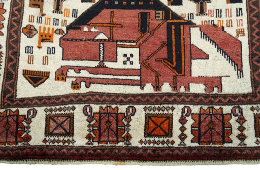 Central medallion detail of 1930s Baloch rug from Iran / Persia