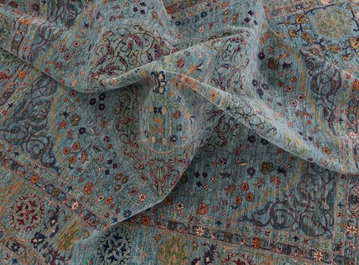 Full view of New Haj-jalili rug from Pakistan, 245 × 202 cm in Blue tones