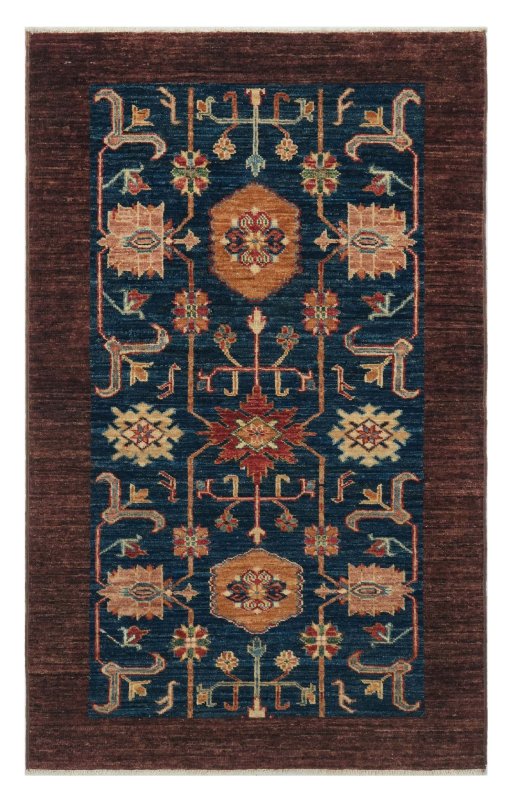 Full view of New Farahan rug from Pakistan, 136 × 83 cm in Blue tones