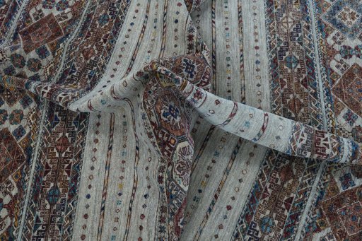 Full view of New Samarkand rug from Pakistan, 293 × 201 cm in Gray tones
