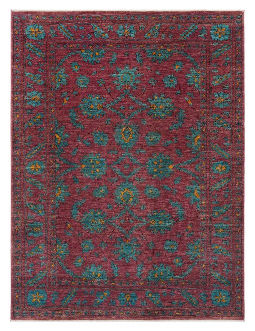 Full view of New Farahan rug from Pakistan, 235 × 175 cm in Red tones