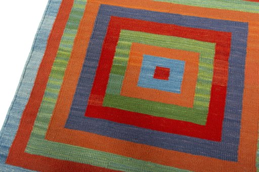 Surface texture of New Kilim Sofre rug with natural Wool and intricate pattern