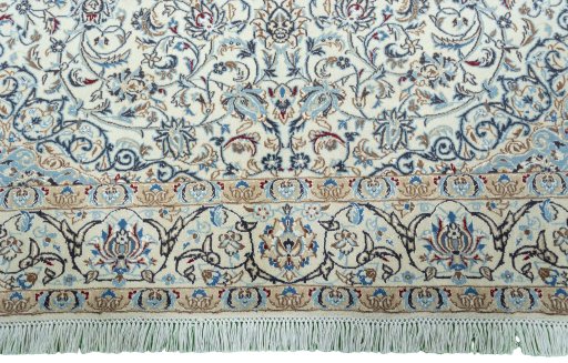 Full view of 2000s Nain rug from Iran / Persia, 292 × 190 cm in Beige tones