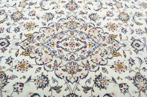 Central medallion detail of 2000s Kashan rug from Iran / Persia