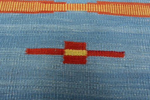 Backside of handmade New Kilim Sofre rug showing knot structure and weave density