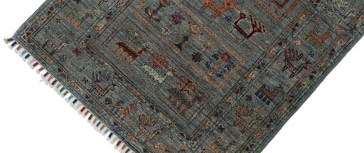 Backside of handmade New Samarkand rug showing knot structure and weave density