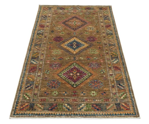 Surface texture of New Kazak rug with natural Wool and intricate pattern