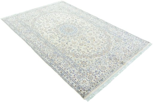 Close-up detail of 2000s Nain rug from Iran / Persia showing Wool weave