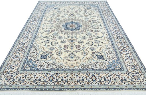 Surface texture of New Nain rug with natural Wool and intricate pattern
