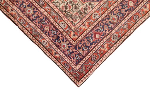 Backside of handmade 2000s Bijar rug showing knot structure and weave density