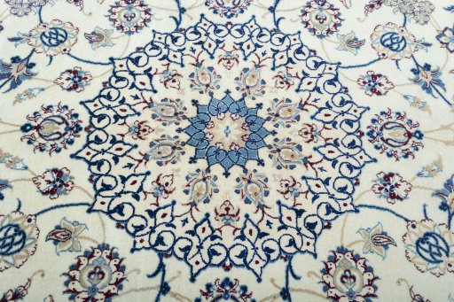 Central medallion detail of New Nain rug from Iran / Persia