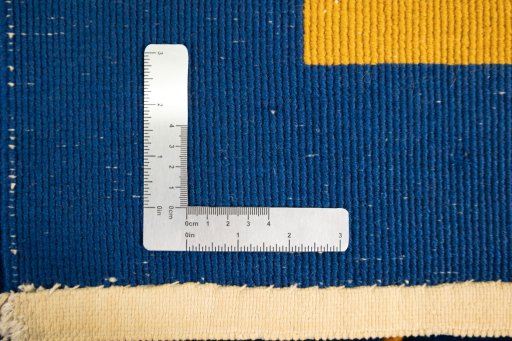 Full view of 1950s China rug from China, 235 × 153 cm in Dark blue tones