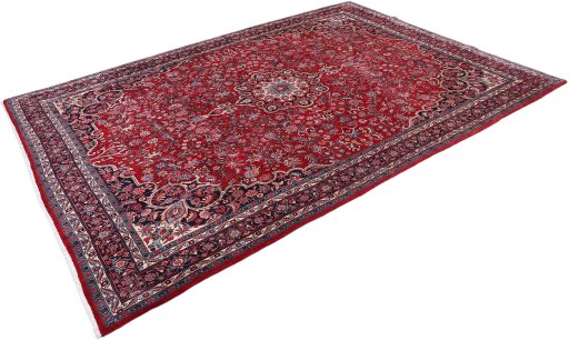 Corner detail of 1950s Bijar rug showing border pattern and Wool pile