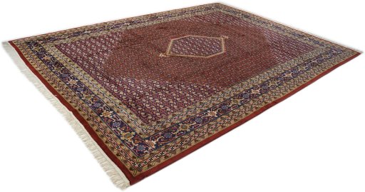 Close-up detail of 1970s Bijar rug from India showing Wool weave