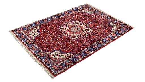 Corner detail of New Bijar rug showing border pattern and Wool pile