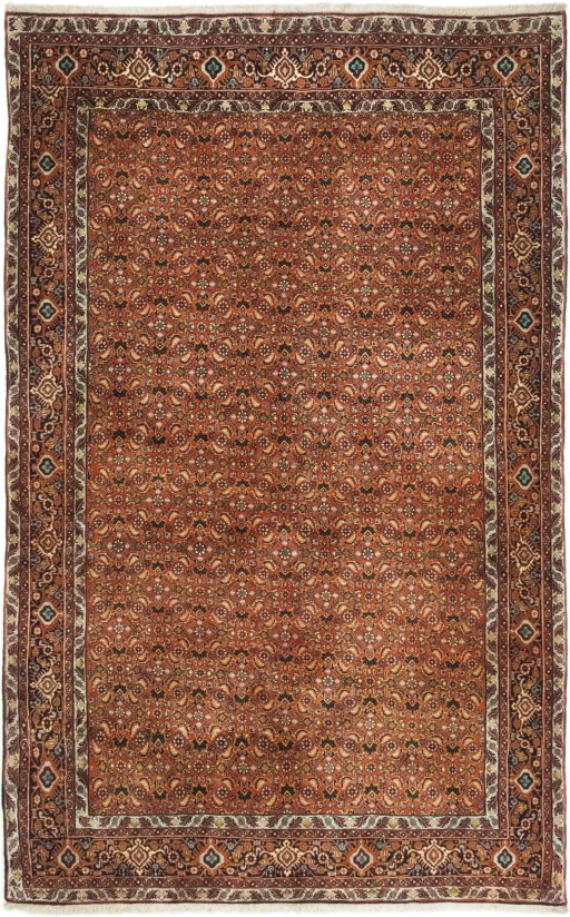 Full view of New Bijar rug from Iran / Persia, 265 × 157 cm in Red tones