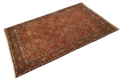 Corner detail of New Bijar rug showing border pattern and Wool pile
