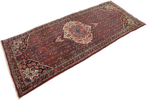 Close-up detail of 1920s Bijar rug from Iran / Persia showing Wool weave