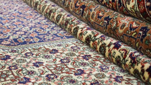 Close-up detail of New Bijar rug from Iran / Persia showing Wool weave