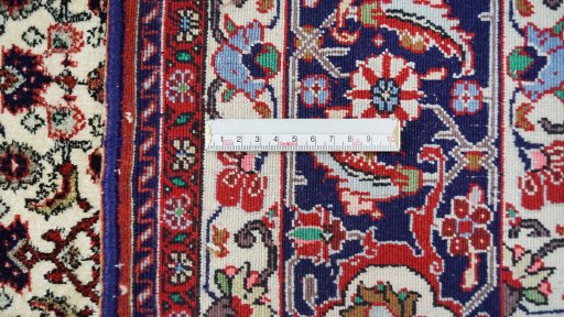 Full view of New Bijar rug from Iran / Persia, 335 × 255 cm in Beige tones