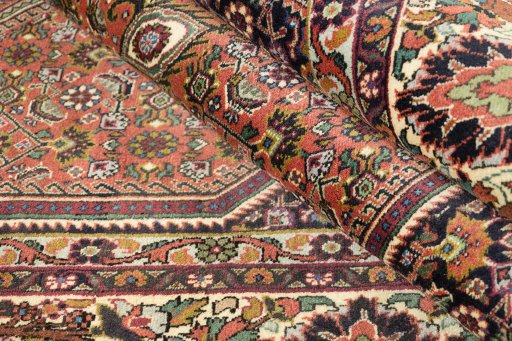 Close-up detail of New Bijar rug from Iran / Persia showing Wool weave