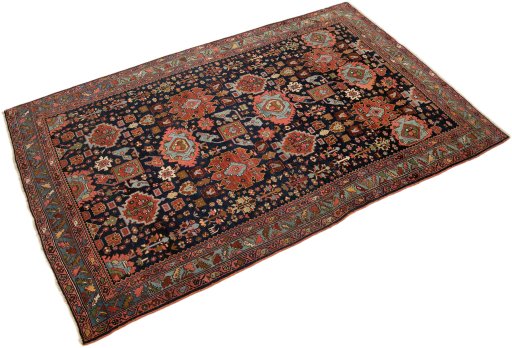 Close-up detail of 1900s Bijar rug from Iran / Persia showing Wool weave
