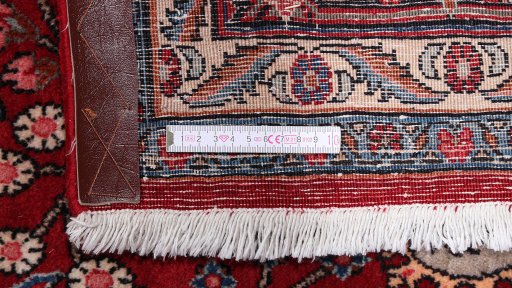 Full view of 1950s Bijar rug from Iran / Persia, 323 × 223 cm in Red tones