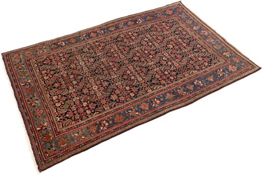 Close-up detail of 1920s Bijar rug from Iran / Persia showing Wool weave