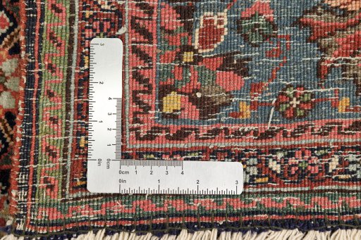 Close-up detail of 1920s Bijar rug from Iran / Persia showing Wool weave