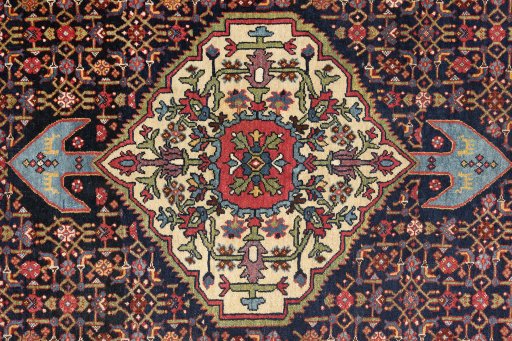 Central medallion detail of 1920s Bijar rug from Iran / Persia