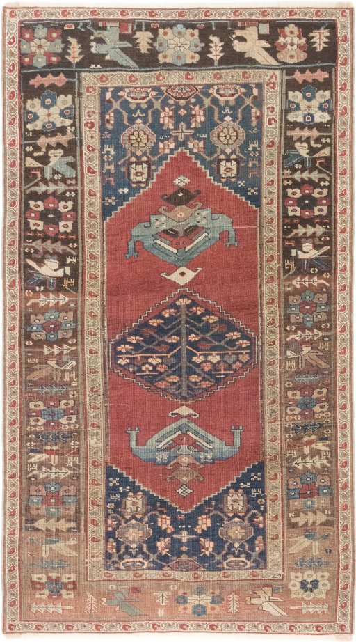 Full view of 1880s Bijar rug from Iran / Persia, 231 × 130 cm in Red tones