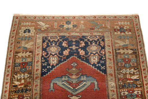 Surface texture of 1880s Bijar rug with natural Wool and intricate pattern