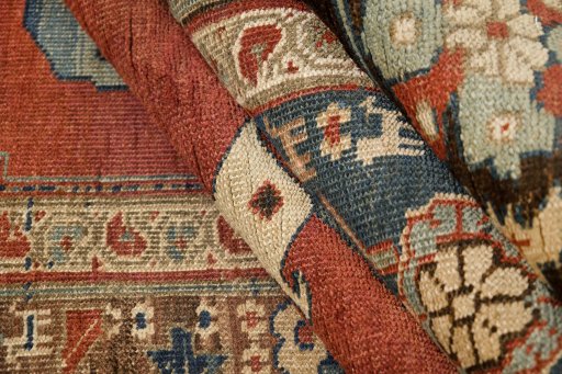 Full view of 1880s Bijar rug from Iran / Persia, 231 × 130 cm in Red tones