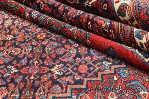 Close-up detail of 1890s Bijar rug from Iran / Persia showing Wool weave