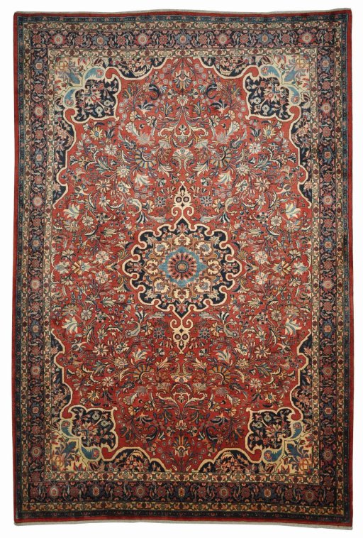 Full view of 2000s Bijar rug from Iran / Persia, 324 × 217 cm in Red tones