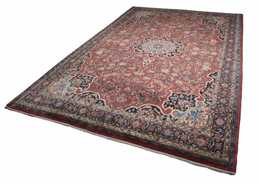 Close-up detail of 2000s Bijar rug from Iran / Persia showing Wool weave